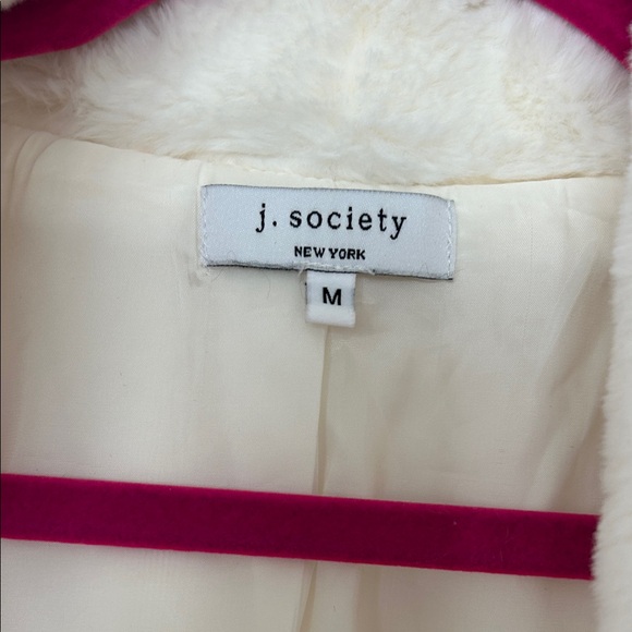 Cream Faux Fur Jacket by j. Society size Medium - Picture 2 of 6